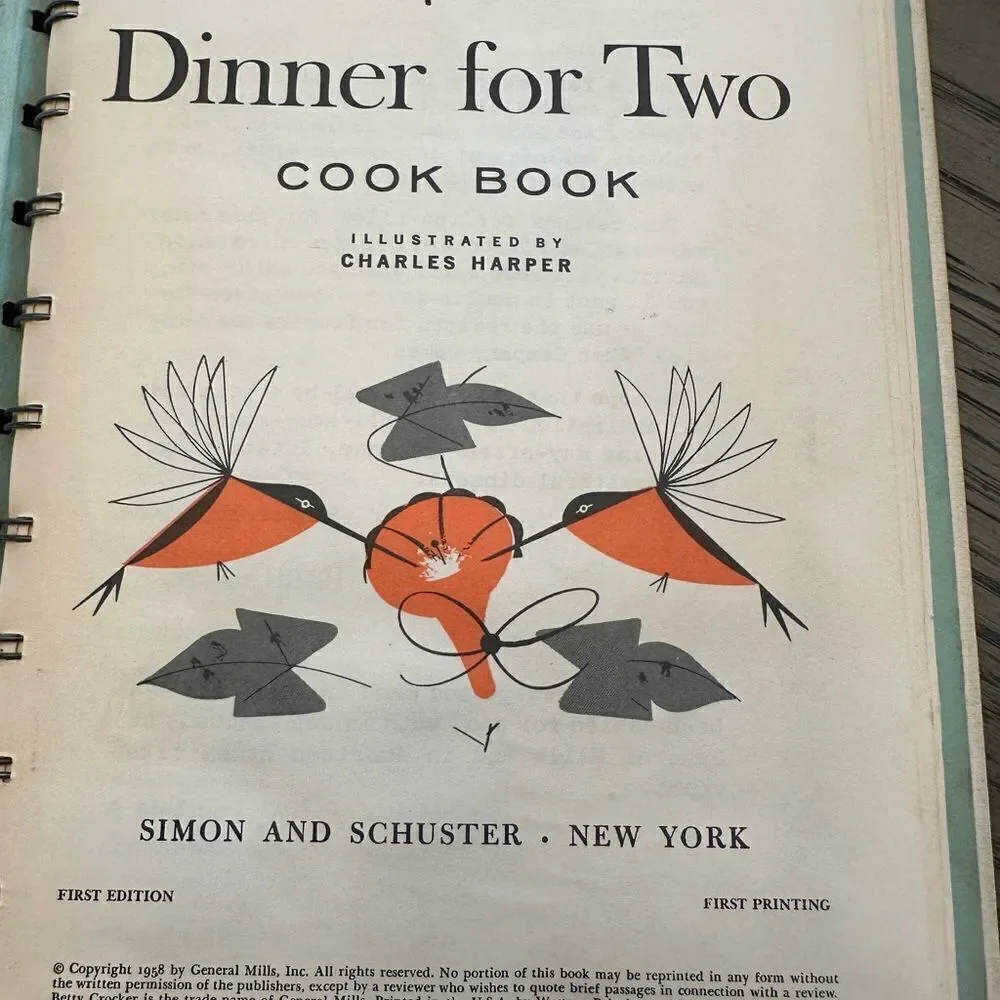 Betty Crocker Blue Dinner for Two Cookbook
